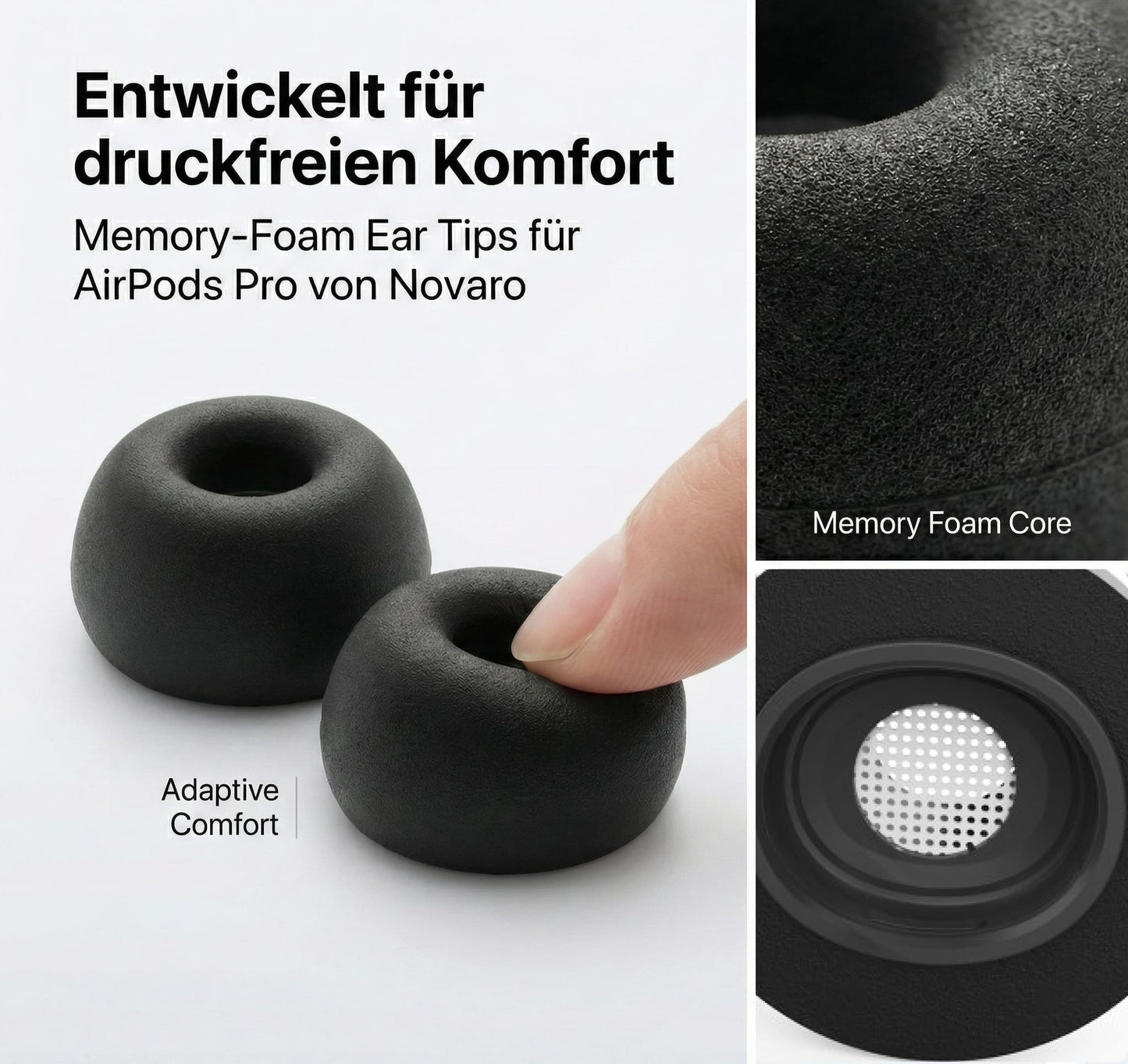 Novaro Comfort Memory-Foam Tips für AirPods Pro