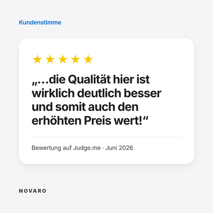 Kundenbewertung auf Judge.me vom Juni 2026: Die Qualität ist deutlich besser und den höheren Preis wert